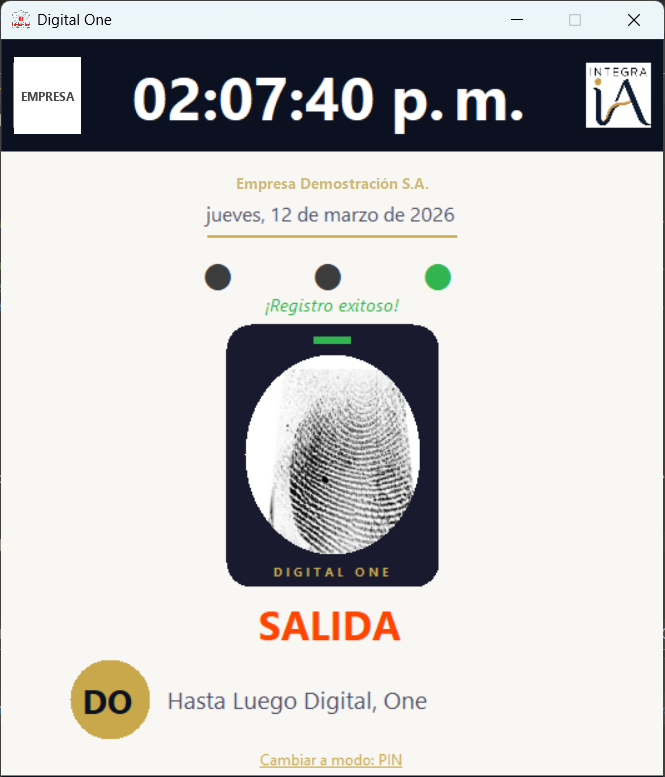 Fichada por huella digital en el Fichador