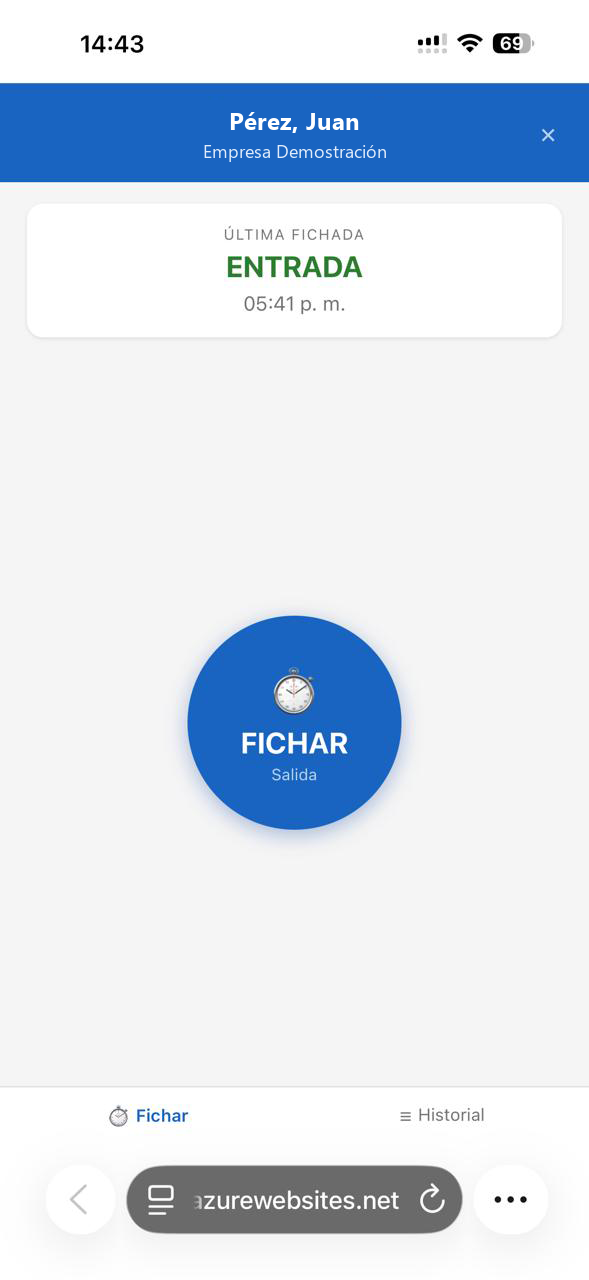 Fichada móvil desde el smartphone