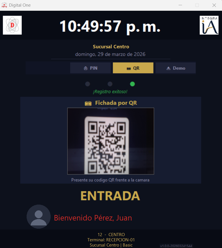 Fichada por código QR en el Fichador