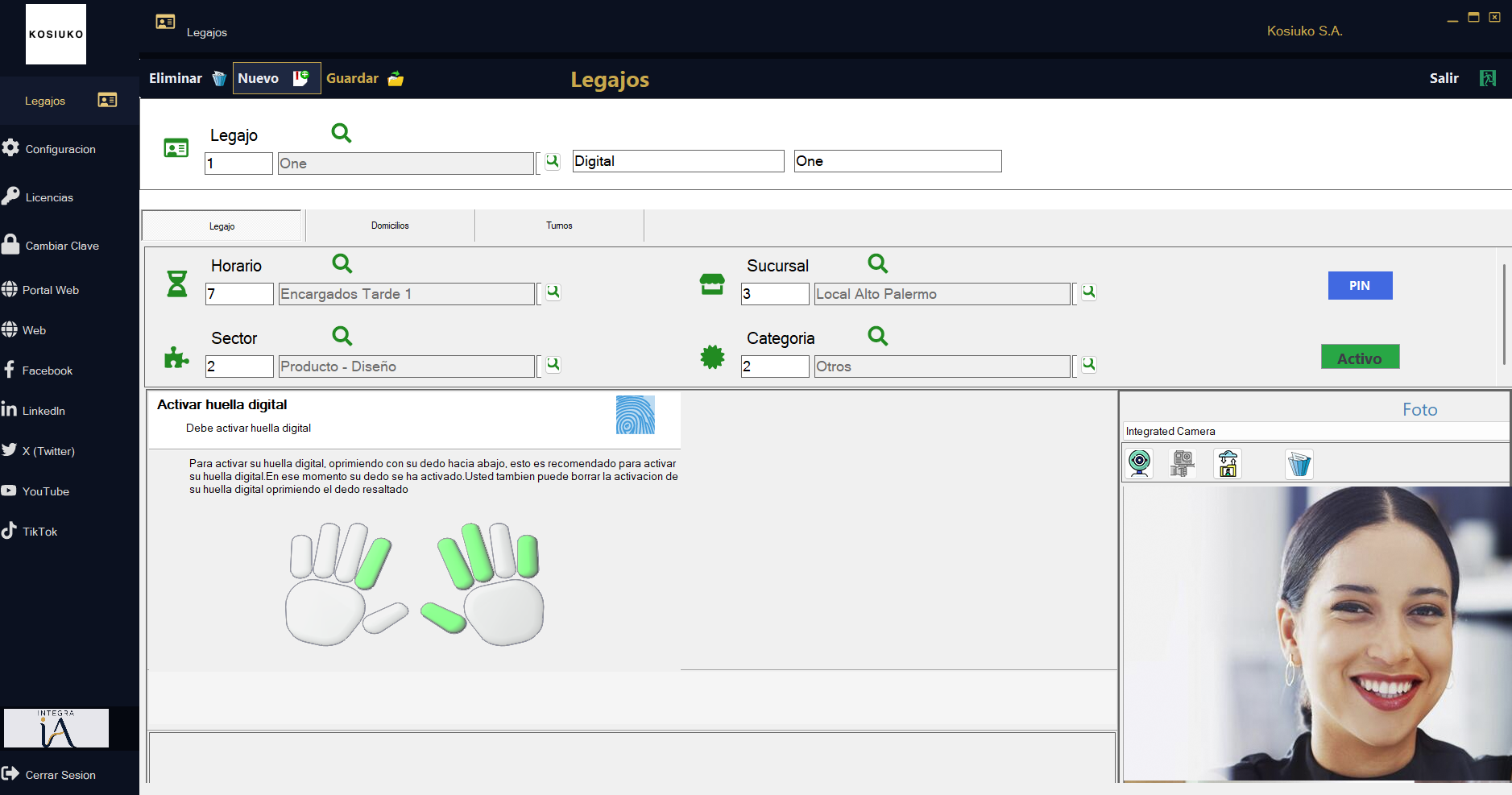 Administrador - Registro de Huellas