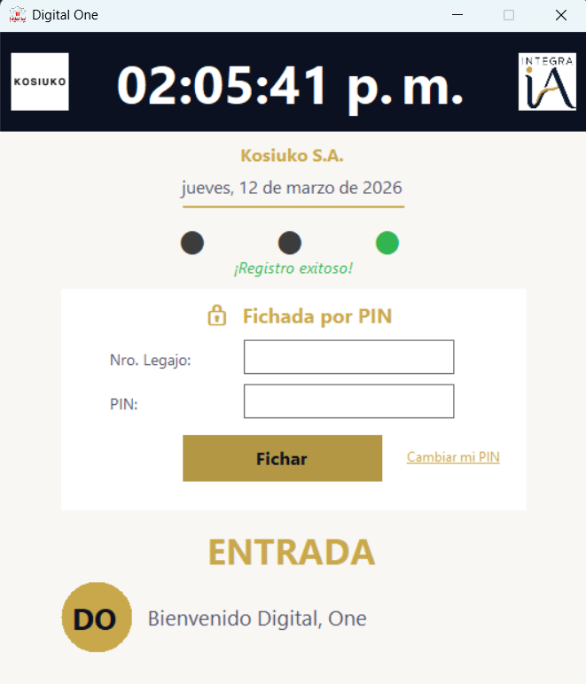 Fichador - Modo PIN
